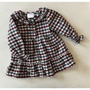 Little Co. by Lauren Conrad Plaid A-Line Baby Dress 9M Red Green Ruffle Sleeve